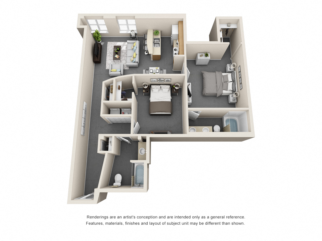 Floor plan for 2 beds, 1 bath, 1130 sqft